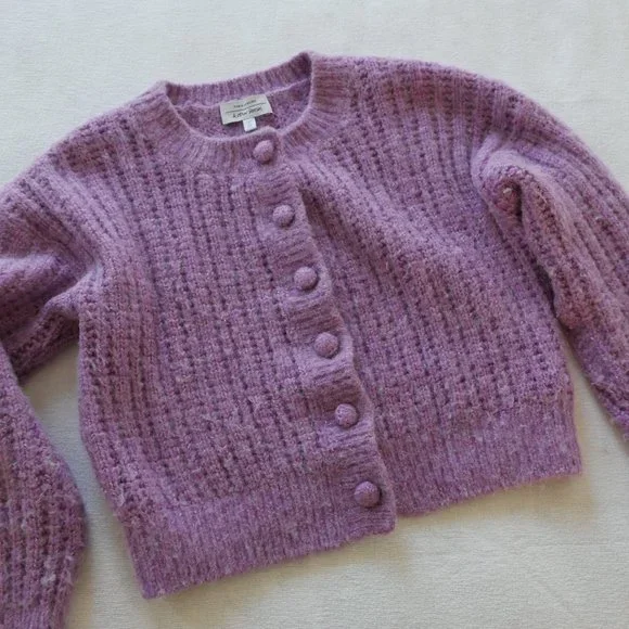 & Other Stories | Chunky knit cardigan lilac purple metallic small alpaca blend - Picture 2 of 8